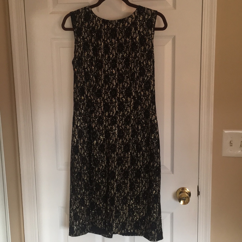 Tahari sparkle gold and black dress